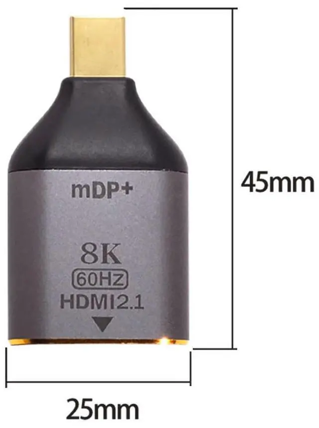 Alt view image 3 of 7 - Vszerda Mini DisplayPort 1.4 Source to HDMI 2.0 Display 8K 60hz UHD 4K Mini-DP to HDMI Male Monitor Adapter Connector