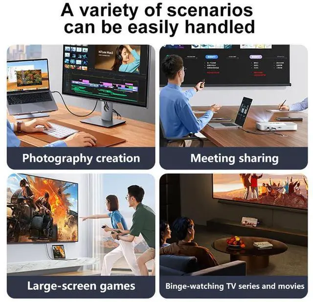 Alt view image 3 of 7 - Vszerda 16K 8K UHD HDMI 2.2 Cable 6.6FT/2M High Speed Type-A Male to HDMI Male Braided HDTV Cord for Gaming Monitor Desktop Laptop