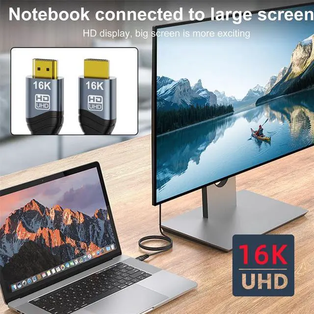 Alt view image 3 of 7 - Vszerda 16K 8K UHD HDMI 2.2 Cable 1.6FT/0.5M High Speed Type-A Male to HDMI Male Braided HDTV Cord for Gaming Monitor Desktop Laptop