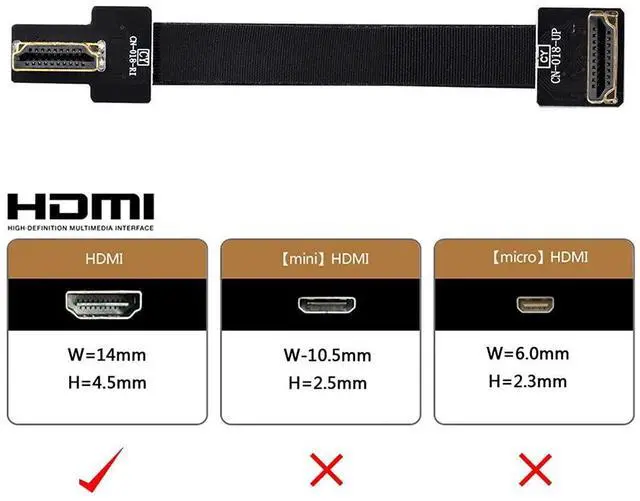 Alt view image 6 of 7 - Vszerda 50cm CYFPV Dual 90 Degree Right-Up Angled HDMI Type A Male to Male HDTV FPC Flat Cable for FPV HDTV Multicopter Aerial Photography