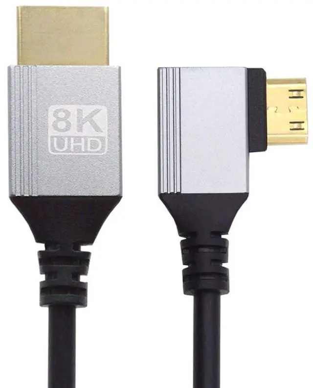 Main image of Vszerda Ultra Thin HDTV Cable 90 Degree Left Angled Mini HDMI 2.1 Type-A to Type-C 8K 4K Hyper Super Flexible Slim Cord for Camera HDTV 0.5m/1.5ft