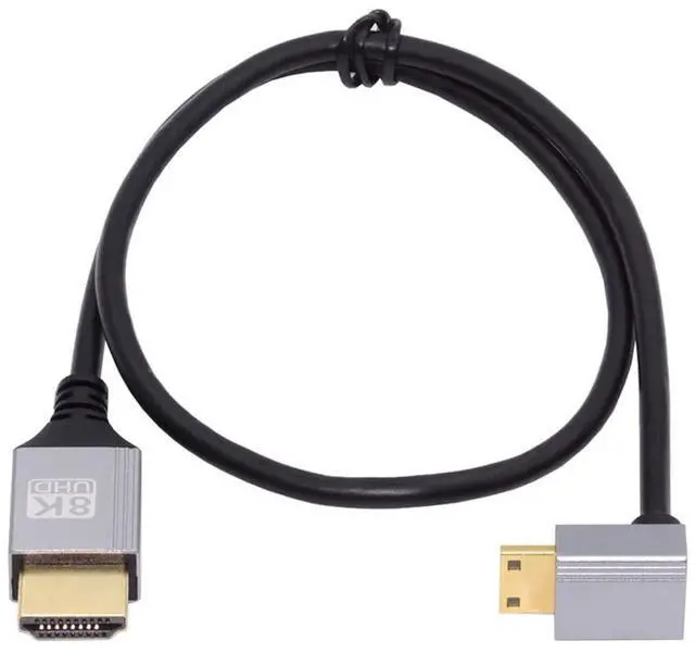 Main image of Vszerda Ultra Thin HDTV Cable 90 Degree Down Angled Mini HDMI 2.1 Type-A to Type-C 8K 4K Hyper Super Flexible Slim Cord for Camera HDTV 0.5m/1.5ft