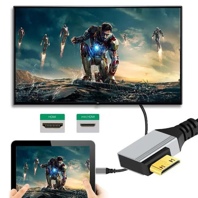 Alt view image 5 of 7 - Vszerda Ultra Thin HDTV Cable 90 Degree Right Angled Mini HDMI 2.1 Type-A to Type-C 8K 4K Hyper Super Flexible Slim Cord for Camera HDTV 0.5m/1.5ft