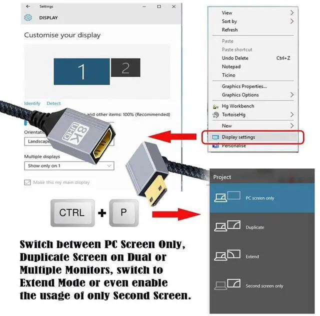 Alt view image 2 of 7 - Vszerda Type-C Mini HDMI 2.1 8K Down Angled 90 Degree to HDMI Female Short Extension Cable HDTV for DV Camera Laptop Portable Monitor 17cm