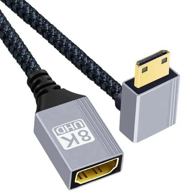 Main image of Vszerda Type-C Mini HDMI 2.1 8K Down Angled 90 Degree to HDMI Female Short Extension Cable HDTV for DV Camera Laptop Portable Monitor 17cm