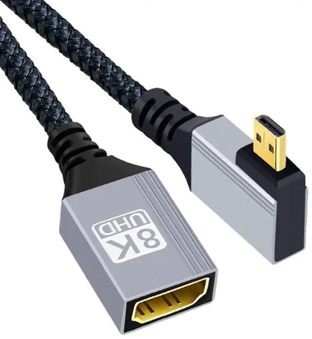 Main image of Vszerda 8K Micro HDMI 2.1 Type-D Male Left Angled 90 Degree to HDMI Female Extension HDTV Cable for Monitor DV Camera Laptop Portable 17cm
