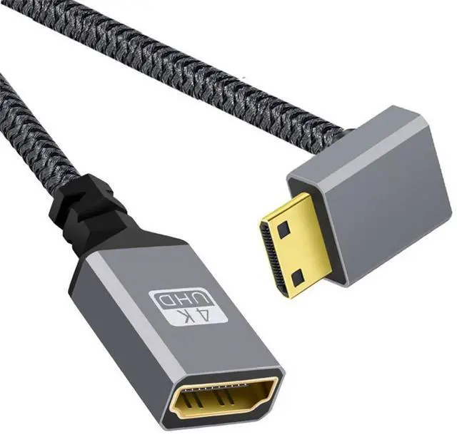 Main image of Vszerda 4K Mini HDMI 1.4 Male 90 Degree Down Angled to HDMI Female Extension Cable for DV MP4 Camera DC Laptop
