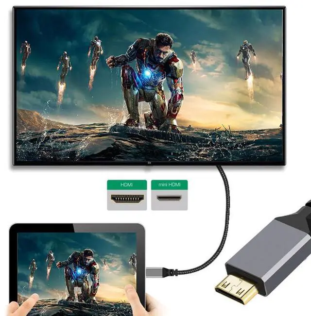 Alt view image 4 of 7 - Vszerda 4K Mini HDMI 1.4 Male to HDMI Female Extension Cable for DV MP4 Camera DC Laptop, 0.15M/0.49FT