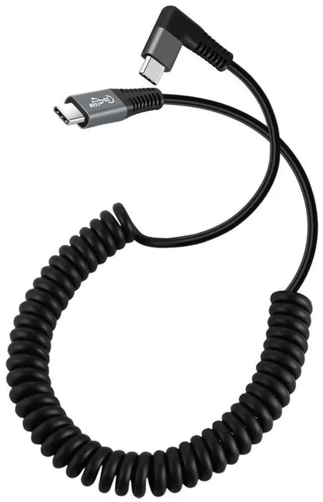 Main image of Vszerda USB4 Stretch Type-C Right Angled Male to Male Extension Cord, 20Gbps 100W 8K Keyboard Coiled USB-C Charger Data Cable for Laptop Tablet 1.8M