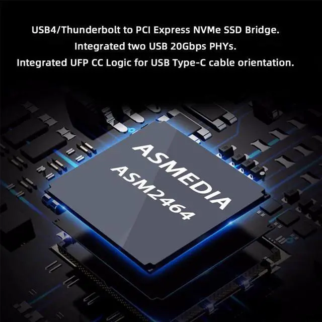 Alt view image 3 of 7 - Vszerda 40Gbps USB4 Type-C to PCI-E 4.0 X4 NVMe Aluminum M.2 Enclosure NGFF M-Key with Cooling Fan, Anti-Drop SSD Case USB-C 20Gbps ASM2464 Chipset