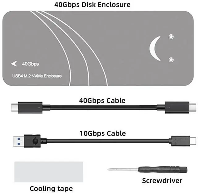 Alt view image 5 of 7 - Vszerda 40Gbps USB4 Type-C to PCI-E 4.0 X4 NVMe Aluminum M.2 Enclosure NGFF M-Key with Cooling Fan, Anti-Drop SSD Case USB-C 20Gbps ASM2464 Chipset