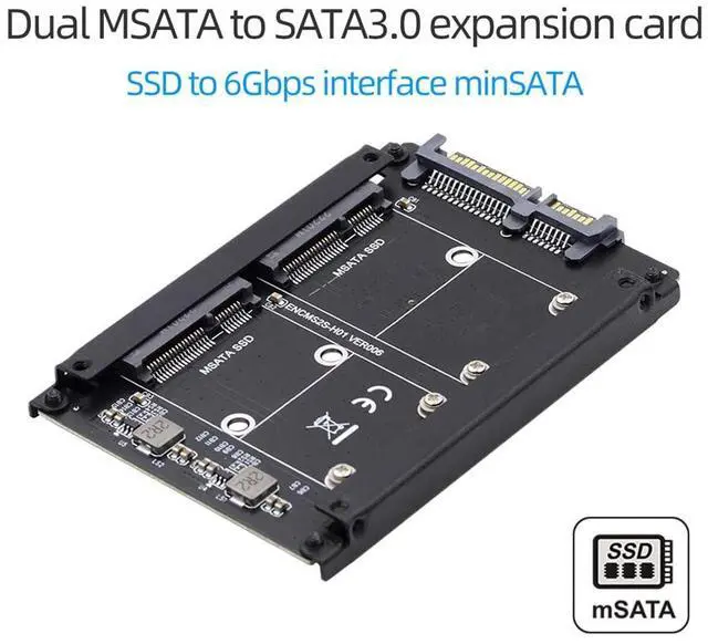 Alt view image 6 of 7 - Vszerda Dual MSATA Mini-SATA SSD Card JBOD Raid0 Span Bridge to 2.5inch SATA Combo HDD Disk Drive Enclosure