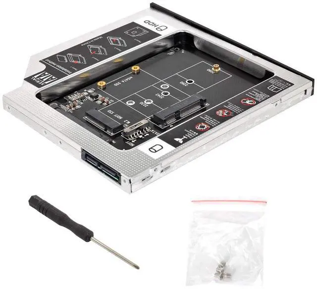 Alt view image 6 of 6 - Vszerda MSATA NGFF B/M-Key SSD to Slimline SATA 13Pin Caddy Case for 9.5mm Universal Laptop CD/DVD-ROM Optical Bay