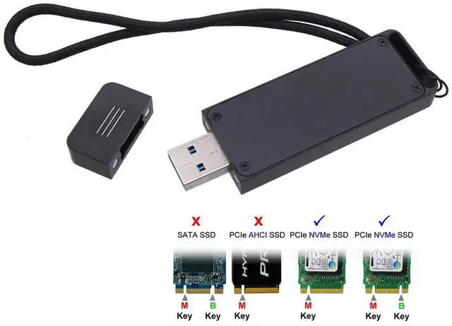 Alt view image 7 of 7 - Vszerda USB 3.1 Gen2 10Gbps to NVME PCI-E M-Key Solid State Drive External Enclosure 2230/2242mm