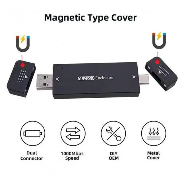Alt view image 6 of 7 - Vszerda Type-C USB3.0 to Combo NVME M-Key M.2 NGFF SATA SSD PCBA Case 2230/2242mm Adapter RTL9210B Chipset