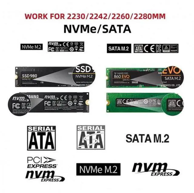 Alt view image 5 of 7 - Vszerda Type-C USB3.0 to Combo NVME M-Key M.2 NGFF SATA SSD PCBA Case 2280/2242/2230mm Adapter RTL9210B Chipset