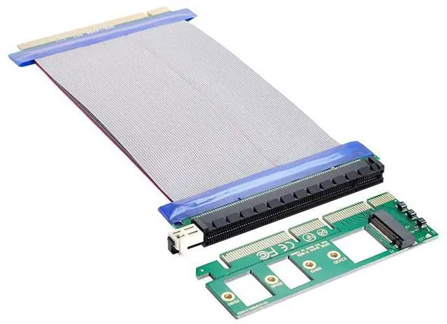 Alt view image 3 of 7 - Vszerda NGFF M-Key NVME AHCI SSD to PCI-E 3.0 16x x16 Vertical Adapter with Cable Male to Female Extension