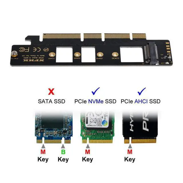 Alt view image 3 of 7 - Vszerda NGFF M.2 M-Key NVME AHCI SSD to PCI-E 3.0 16x 4X Adapter for 110mm 80mm SSD