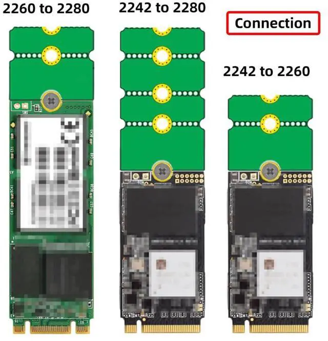 Alt view image 3 of 7 - Vszerda 2pcs/lot M.2 NGFF NVME M2 Extension Adapter Brackets Transfer 2230 2242 2260 2280 Change to Long Size SSD Soild Hard Disk Converter Frame