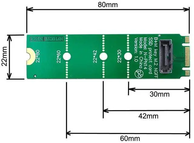 Alt view image 6 of 7 - Vszerda Motherboard NGFF B/M-Key M.2 to Vertical SATA 7pin Hard Disk Drive SSD PCBA Extension Adapter