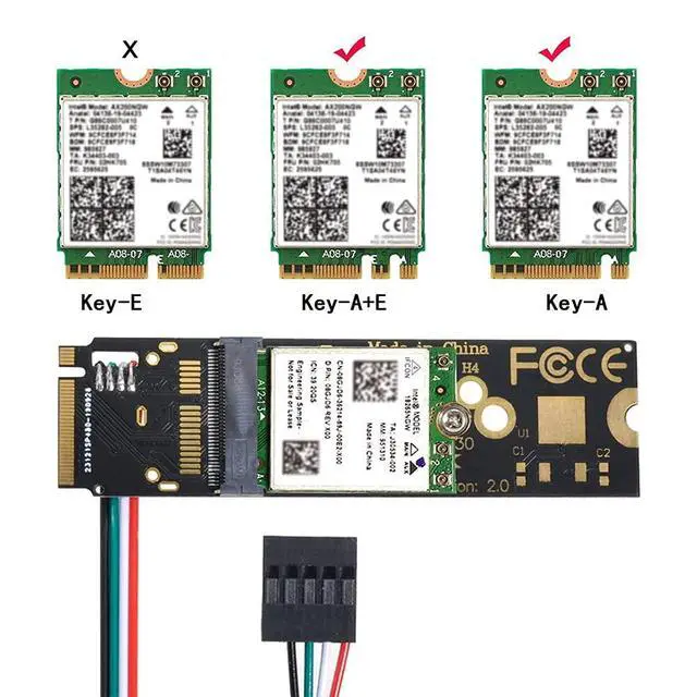 Alt view image 5 of 7 - Vszerda NGFF A/E-Key Card to M.2 NGFF Key-M NVME SSD Adapter for AX200