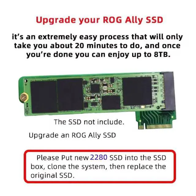 Alt view image 6 of 7 - Vszerda 90 Degree Angled PCI-E 4.0 NVME M-Key M.2 22x30mm to 22x80mm High Storage Extension SSD Converter Board Upgrade Expansion Adapter Compatible with 2230 to 2280 SSD Handheld ROG Ally Gaming