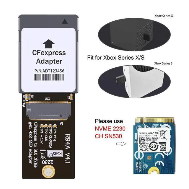 Alt view image 2 of 7 - Vszerda NVMe 2230 M.2 M-Key CH SN530 SSD to CF-Express Type-B Adapter CFE for Xbox Series X&S PCIe4.0 Expansion Storage Memory Card