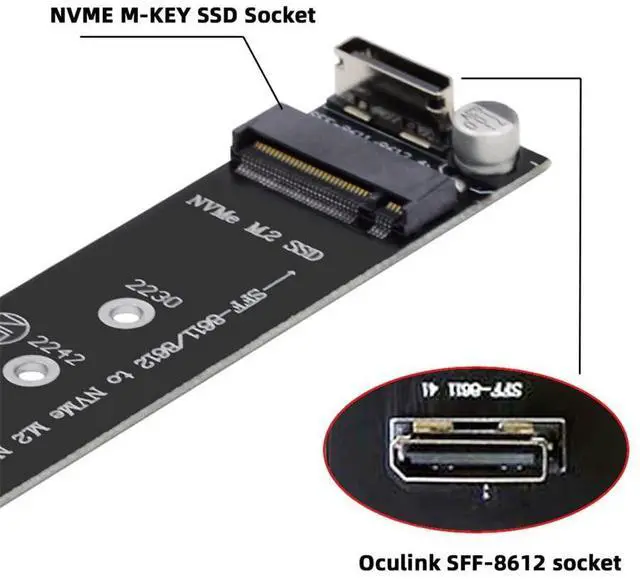 Alt view image 11 of 14 - Vszerda M.2 to SFF-8611 Adapter,Oculink SFF-8612 SFF-8611 to NVME PCIe SSD M-Key 2280 22110mm Adapter for Mainboard