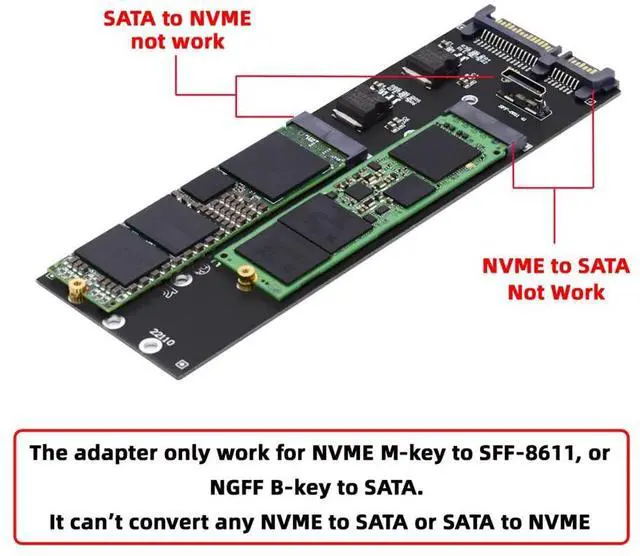 Alt view image 5 of 7 - Vszerda Oculink SFF-8612 8611 to U.2 Kit M-Key to NVME PCIe SSD and NGFF to SATA Adapter for Mainboard