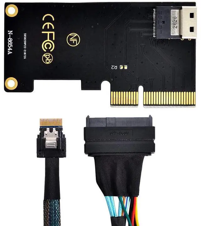 Main image of Vszerda PCI-E 3.0 4.0 to SFF-8654 Slimline SAS Card Adapter and U.2 U2 SFF-8639 NVME PCIe SSD Cable for Mainboard SSD