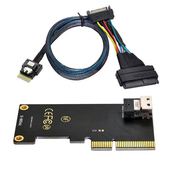 Alt view image 2 of 7 - Vszerda PCI-E 3.0 4.0 to SFF-8654 Slimline SAS Card Adapter and U.2 U2 SFF-8639 NVME PCIe SSD Cable for Mainboard SSD