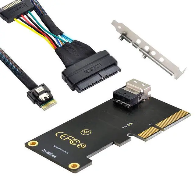 Alt view image 3 of 7 - Vszerda PCI-E 3.0 4.0 to SFF-8654 Slimline SAS Card Adapter and U.2 U2 SFF-8639 NVME PCIe SSD Cable for Mainboard SSD