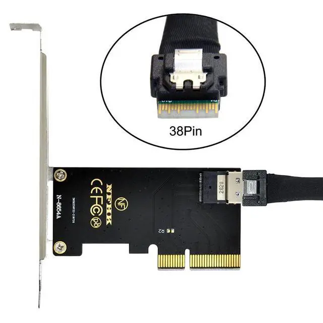 Alt view image 4 of 7 - Vszerda PCI-E 4X to U.2 U2 Kit SFF-8639 to SFF-8654 Slimline SAS NVME PCIe SSD Adapter for Mainboard