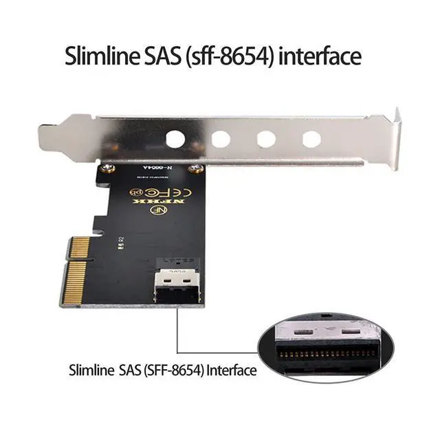 Alt view image 7 of 7 - Vszerda PCI-E 4X to U.2 U2 Kit SFF-8639 to SFF-8654 Slimline SAS NVME PCIe SSD Adapter for Mainboard