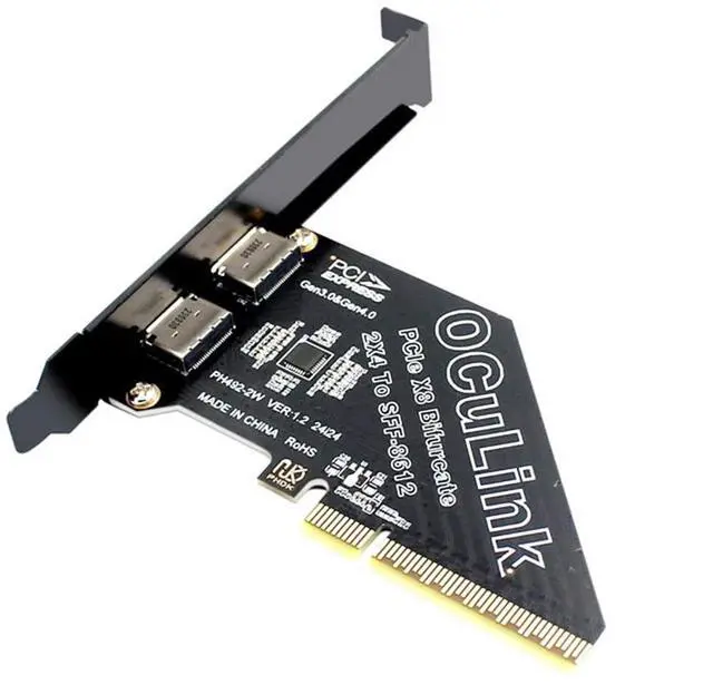 Main image of Vszerda PCI-Express 4.0 8X PCIE Detachable to Dual Oculink 4X SFF-8612 SFF-8611 VROC Raid0 Adapter for U.2 SSD eGPU Graphics Card External Dock