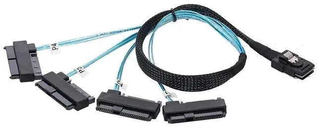 Alt view image 3 of 7 - Vszerda Internal 36 Pin Mini SAS SFF-8087 Host to 4 SFF-8482 Target SAS Hard Disk and SATA Power Cable 100cm