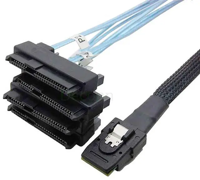 Alt view image 4 of 7 - Vszerda Internal 36 Pin Mini SAS SFF-8087 Host to 4 SFF-8482 Target SAS Hard Disk and SATA Power Cable 100cm