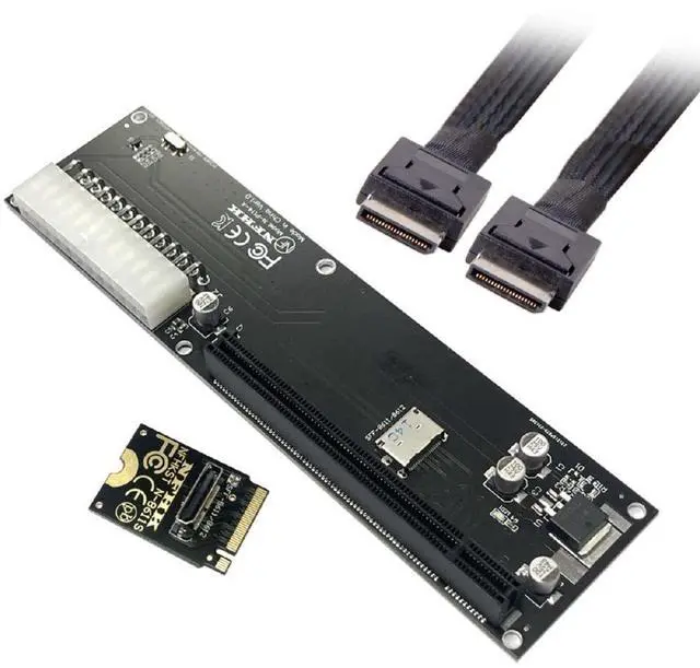 Alt view image 2 of 7 - Vszerda Oculink SFF-8611 Data Cable, PCI-E 3.0 Card - PCI Express M.2 M-Key to SFF-8612 Host Adapter for GPD Win Max2 External Graphics Card & SSD