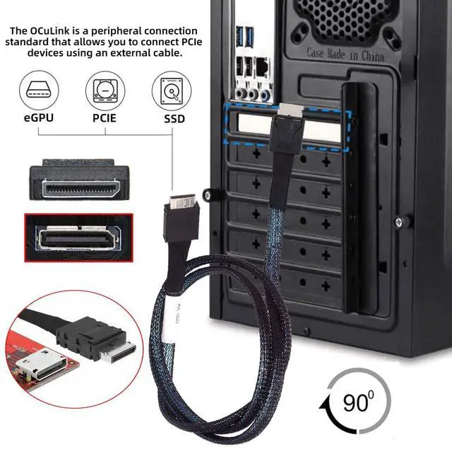 Alt view image 2 of 7 - Vszerda Straight Type Connector OcuLink PCI-Express SFF-8611 4i Male to PCIe SFF-8611 Male Data Active Cable for External eGPU SSD, 50cm