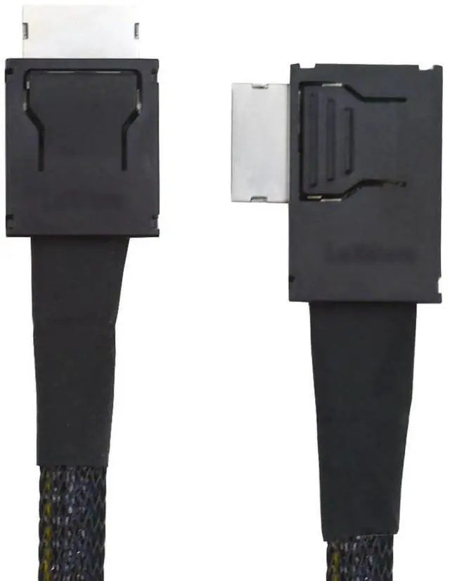 Main image of Vszerda Left Angled 90 Degree Connector Dual Shield OcuLink PCIe 4.0 PCI-Express SFF-8611 4i Male to SFF-8611 Male Data Active Cable for External eGPU SSD, 50cm