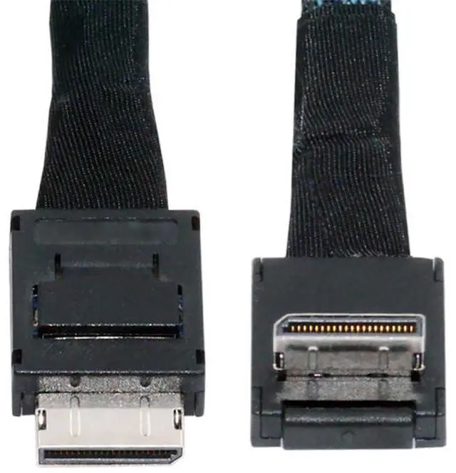 Alt view image 7 of 7 - Vszerda Down Angled 90 Degree Connector Dual Shield OcuLink PCIe 4.0 PCI-Express SFF-8611 4i Male to SFF-8611 Male Data Active Cable for External eGPU SSD, 80cm