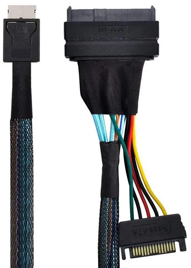 Alt view image 3 of 7 - Vszerda Oculink SFF-8611 to U.2 U.3 SFF-8639 NVME PCIe PCI-Express SSD Cable for Mainboard SSD 50CM