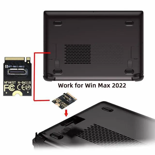 Alt view image 7 of 7 - Vszerda PCI-E4.0 67 Pin M.2 2230 M-Key Male to Oculink SFF-8612 SFF-8611 Female Vertical Host Adapter for NVME U.2 SSD eGPU