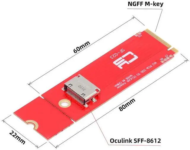 Alt view image 5 of 7 - Vszerda PCI-E 3.0 PCI-Express 4.0 NVME M.2 M-Key to Oculink SFF-8612 SFF-8611 Host Adapter for PCIe U.2 eGPU SSD 2260 2280