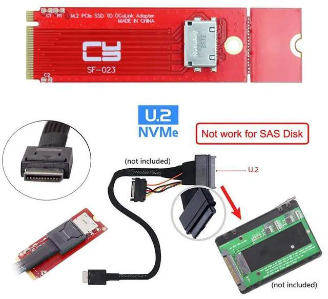Alt view image 4 of 7 - Vszerda PCI-E 3.0 PCI-Express 4.0 NVME M.2 M-Key to Oculink SFF-8612 SFF-8611 Host Adapter for PCIe U.2 eGPU SSD 2260 2280