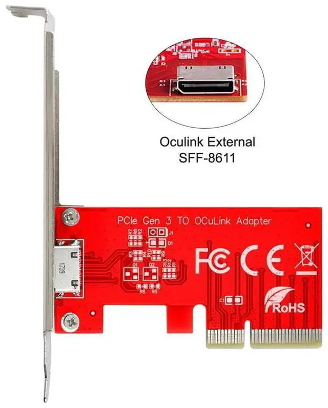 Alt view image 2 of 7 - Vszerda PCI-E 3.0 Express 4.0 x4 to Oculink External SFF-8612 SFF-8611 Host Adapter for PCIe SSD with Bracket