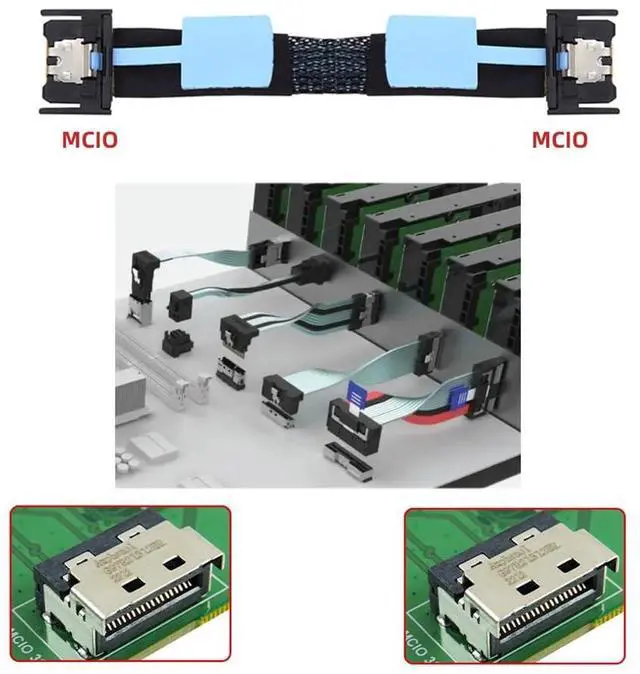 Alt view image 5 of 7 - Vszerda PCI-E 5.0 MCIO Mini Cool Edge IO PCI-E 4i 38Pin Male to MCIO 4i SFF-TA-1016 Extender Cable 50cm/1.6ft