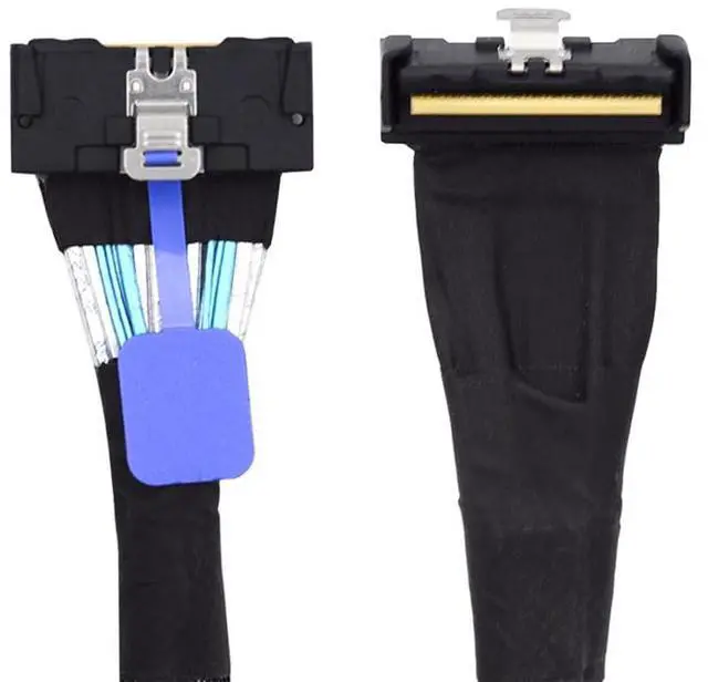 Main image of Vszerda PCI-E 5.0 Mini Cool Edge IO MCIO PCI-E MCIO 74Pin Male to Slimline SAS 8i 74Pin Male Extender Angled Cable 1.15ft