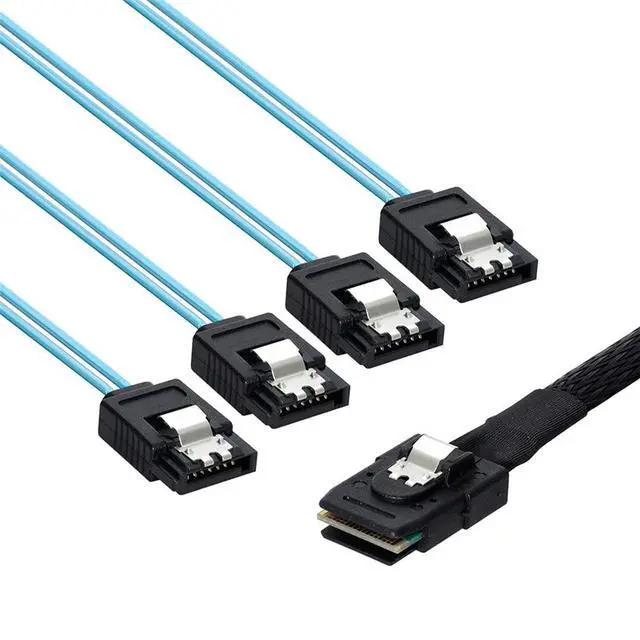 Alt view image 3 of 7 - Vszerda Internal Mini SAS SFF-8087 Host to 4 SATA 7pin Target Hard Disk 6Gbps Data Server Raid Cable 1.0M