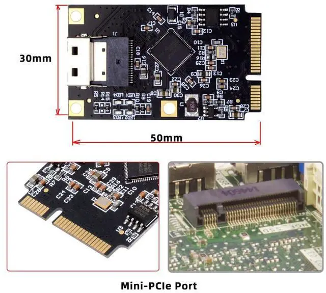 Alt view image 3 of 7 - Vszerda Mini PCI-E PCI Express to Slimline SFF-8654 SATA 3.0 Four Ports Adapter Expansion Converter 6Gbps Disk Extension Card for SSD